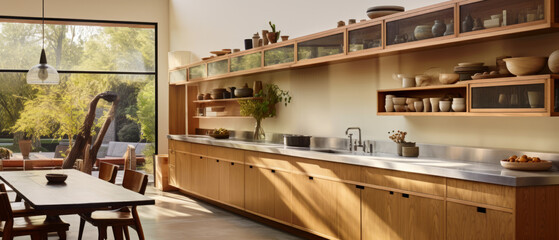 Contemporary Fusion of Luxury and Comfort in Design with Kitchen by generative Ai.