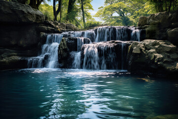 Waterfall in the jungle. Generative Ai