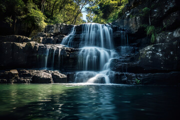 Fototapeta na wymiar Waterfall in the jungle. Generative Ai