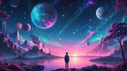 Obraz premium Beautiful astral peaceful landscape