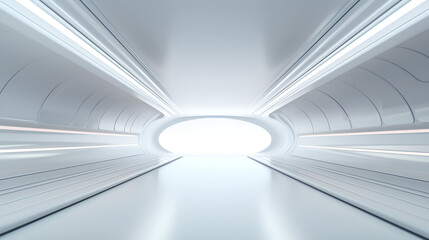 blue tunnel with light,Futuristic Technology Architecture.AI Generative 