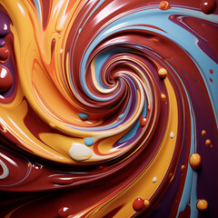 swirls of melted dark, white, caramel, blue chocolate ganache background 