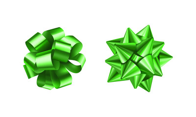 Vector green bows for wrapping present box set