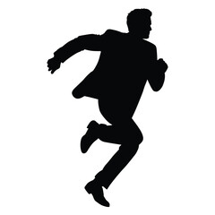 silhouette of a man running on white background