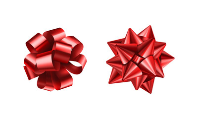 Vector red bows for wrapping present box set