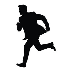 silhouette of a man running on white