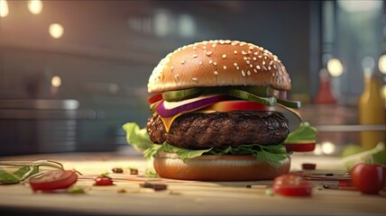 Classic hamburger stock photo, isolated in white