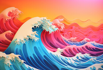 Fototapeta na wymiar Colorful wave. Holographic neon fluid waves. Artistic painting