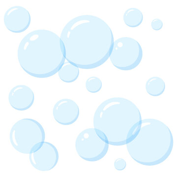 Cute blue bubbles isolated on white background.