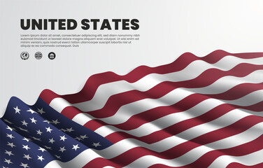 Wavy united states flag for design ornament vector illustration