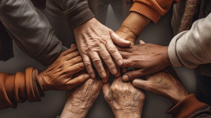 group of people with hands on each other, charity concept background