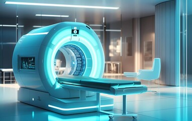 advanced mri or ct scan medical diagnosis machine in hospital laboratory. generative ai - obrazy, fototapety, plakaty