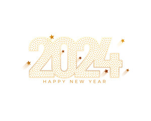 golden sparkling 2024 new year white background design