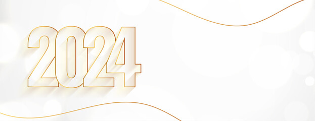 line style 2024 golden text new year eve banner with text space