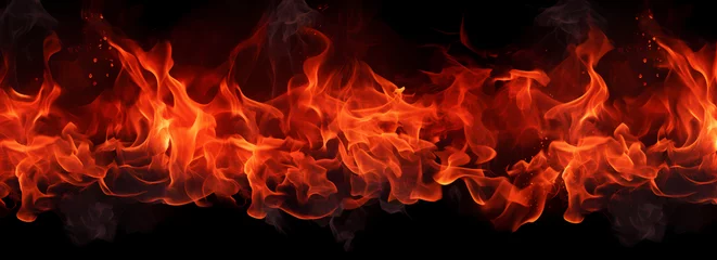 Keuken spatwand met foto red fire flames on black © ginstudio
