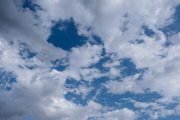 white clouds in the blue sky. cumulus.