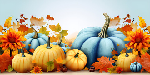 Pumpkin on table,Beautiful Holiday autumn festival concept. Halloween Pumpkins. Autumn Thanksgiving day background .AI Generative 