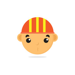 Kawaii face vector using orange project helmet, suitable for stickers, emoji