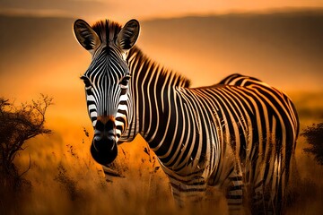 Fototapeta na wymiar zebra at sunset