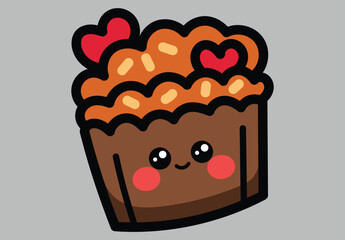 cute kawaii cake vector illustration