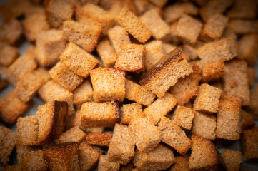 a pile of deep fried salted  breadcrumbs, indoor macro still