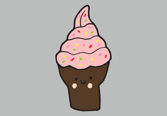 cute kawaii ice cream vector illustration