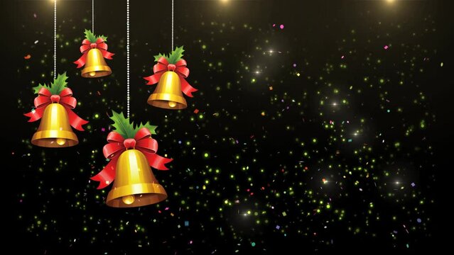 3D Animation Video of Christmas bells with particles