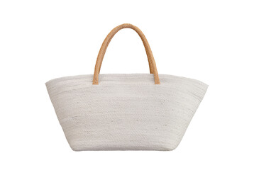 white wicker bag or woven handmade bag isolated with clipping path for mockup