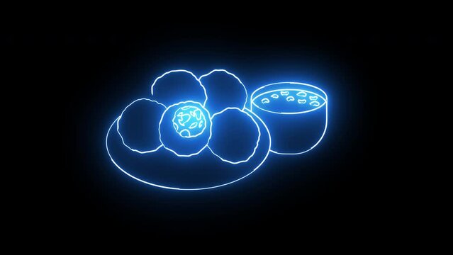 Panipuri icon animation with glowing neon effect