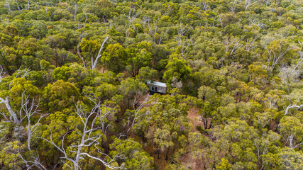 Hidden cabin tucked away in the woods of a national park