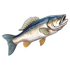 Naklejka premium Walleye fish animal in cartoon style on transparent background, Walleye fish sticker design.