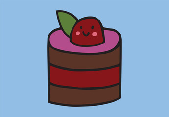 cute kawaii cake vector illustration