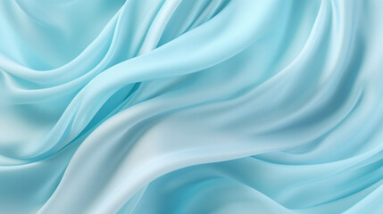 Obraz premium Beautiful silk flowing swirl of pastel gentle calming aqua color and light blue cloth background