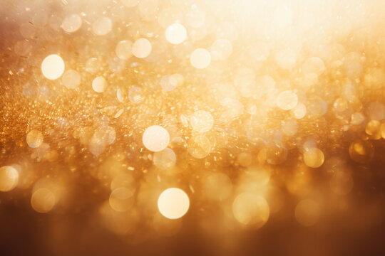 golden bokeh background, delicately sprinkled with glitter, This image radiates sophistication, making it an ideal choice for glamorous events and refined designs. Generative AI.
