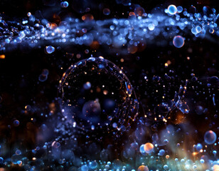 暗闇にきらきら光がきらめくイメージ画像 シャボン玉 Image of twinkling lights in the darkness soap bubbles