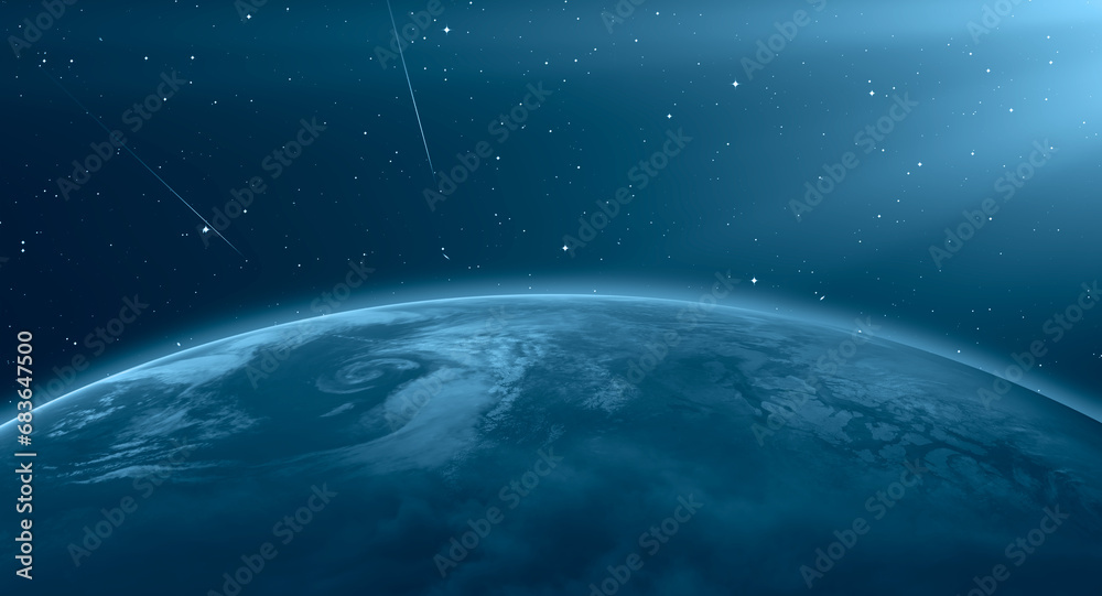 Poster planet earth with a spectacular sunset 