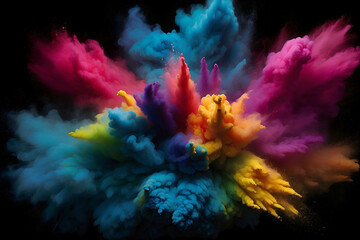 Obraz na płótnie Canvas a colorful explosion of colored powder on a black background