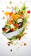 Falling fresh vegetable with white background