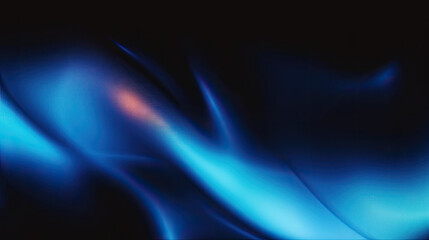 Abstract blue colors gradient wave on black background, blurry lights on dark noise texture,  Navy blue color. Elegant background with space for design. Soft wavy folds