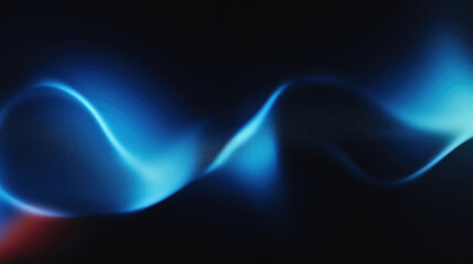 Abstract blue colors gradient wave on black background, blurry lights on dark noise texture,  Navy blue color. Elegant background with space for design. Soft wavy folds