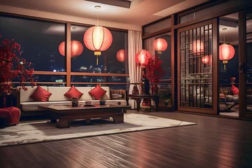 Fotobehang Chinese new year decoration at living room © A Denny Syahputra