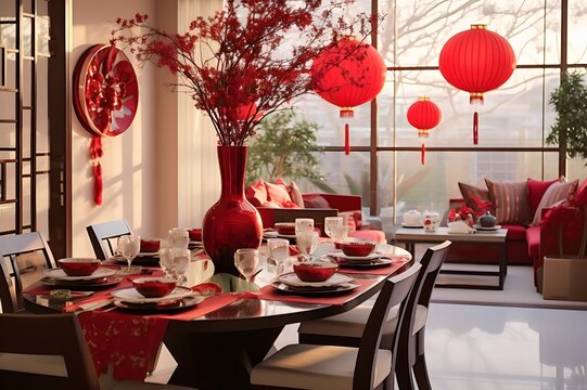 Chinese new year decoration at living room
