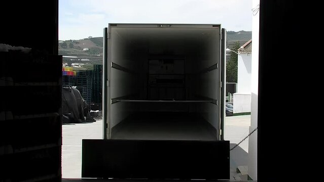 Truck in reverse parking in the loading area