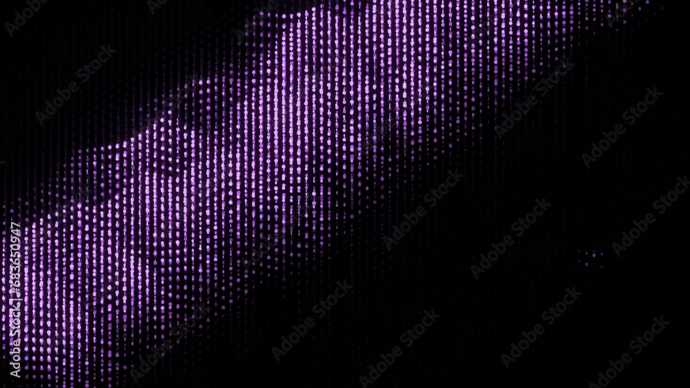 Wall mural moving waves of glowing dots on black background. design. bright electronic dots move in waves in cy