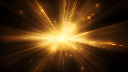 Bright beautiful star with glare and dust, light. Light effect vector illustration on black background.