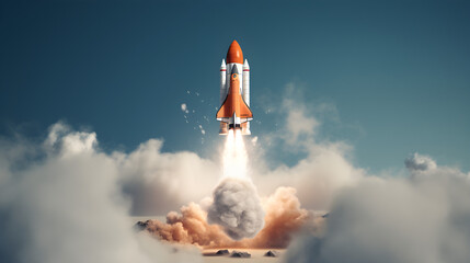 3d rendered space shuttle launch out of the box