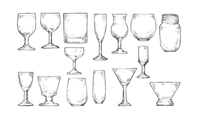 glass shape handdrawn illustration engraving