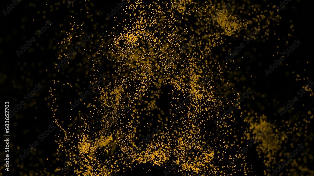 Poster vortex flows of particles on black background. design. bright stream of luminous particles in vortex