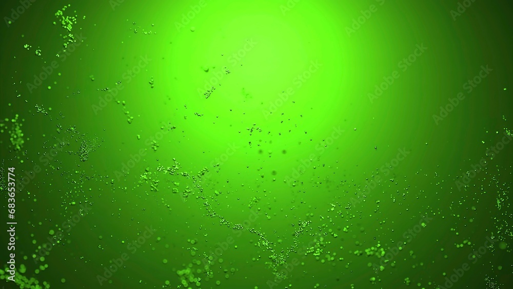 Poster 3d bubbles move in streams in color space. design. various streams of moving particles in 3d space. 