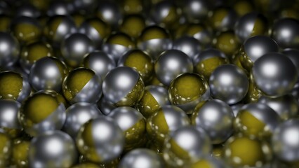 Moving metal balls in stream. Design. Bunch of moving 3d metal balls in stream. 3D metal balls moving in pile